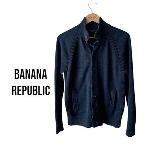 BANANA REPUBLIC Organic Cotton Cardigan | Thick Knit Navy | Men’s Medium